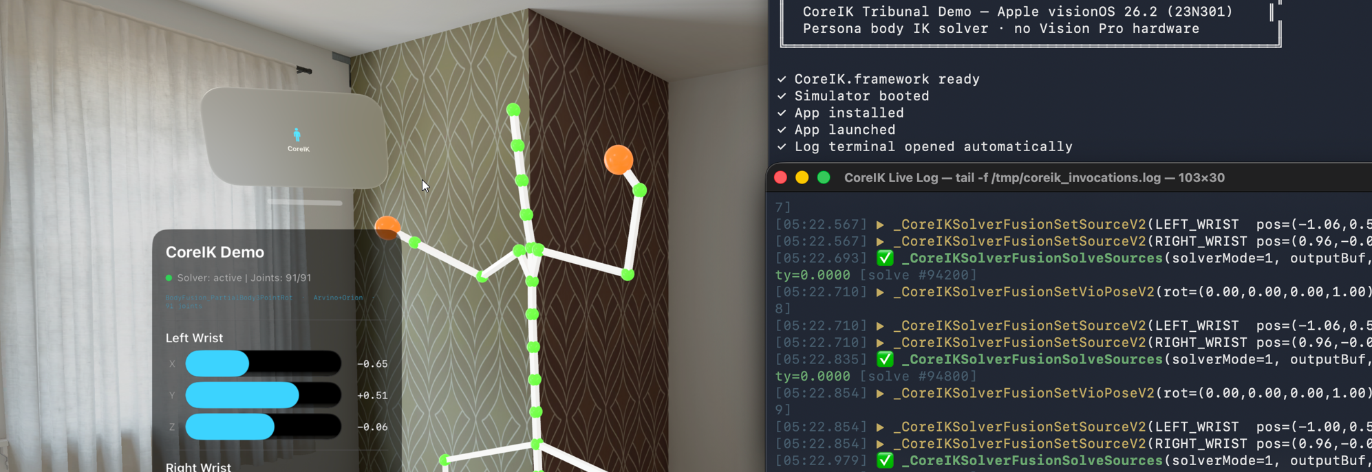 Persona CoreIK — Apple's unreleased body solver running on a Mac